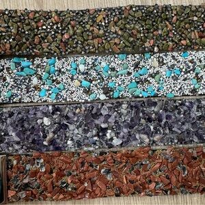 Magnetic leather bangle bracelets Stone Embellished new